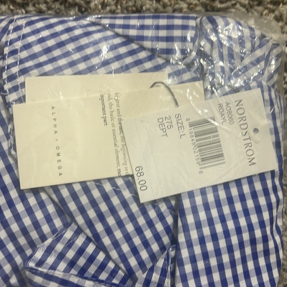BLUE and White Gingham Ruffle Women's Top Alpha Omega Nordstroms - Picture 2 of 3